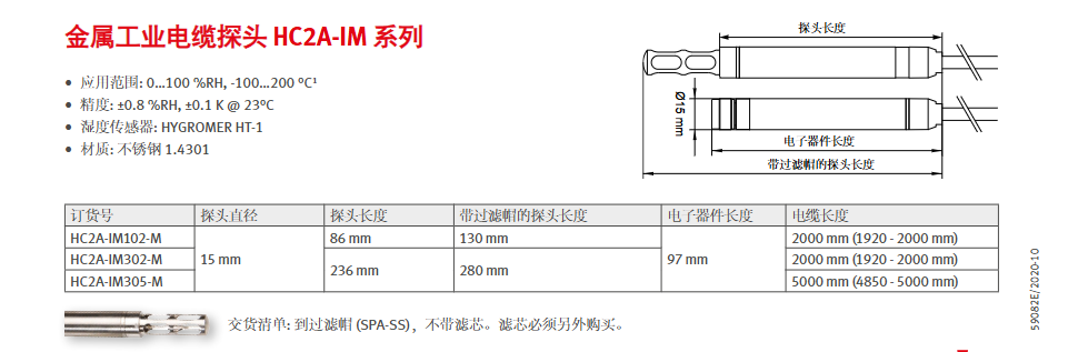 工業(yè)濕度探頭- Rotronic HC2A-IC/IM/IE參數(shù)